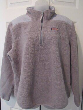 Vineyard Vines Women's Sherpa Fleece Shep Shirt Gray Two Tone XL Quarter Zip